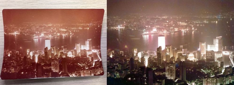 香港夜景-相片數碼化前後對比